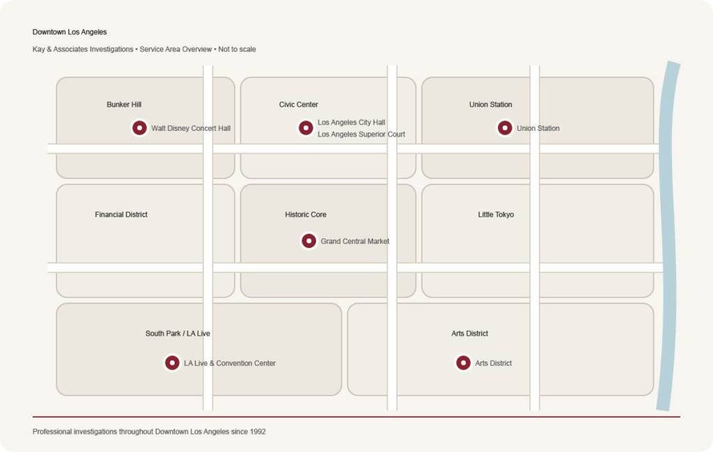 Basic map of neighborhoods in downtown los angeles.
